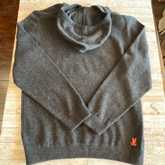 PSYCHO BUNNY Men’s San Luis Hooded Sweater XXL Heather Storm 100% Wool NWT New - Picture 11 of 15
